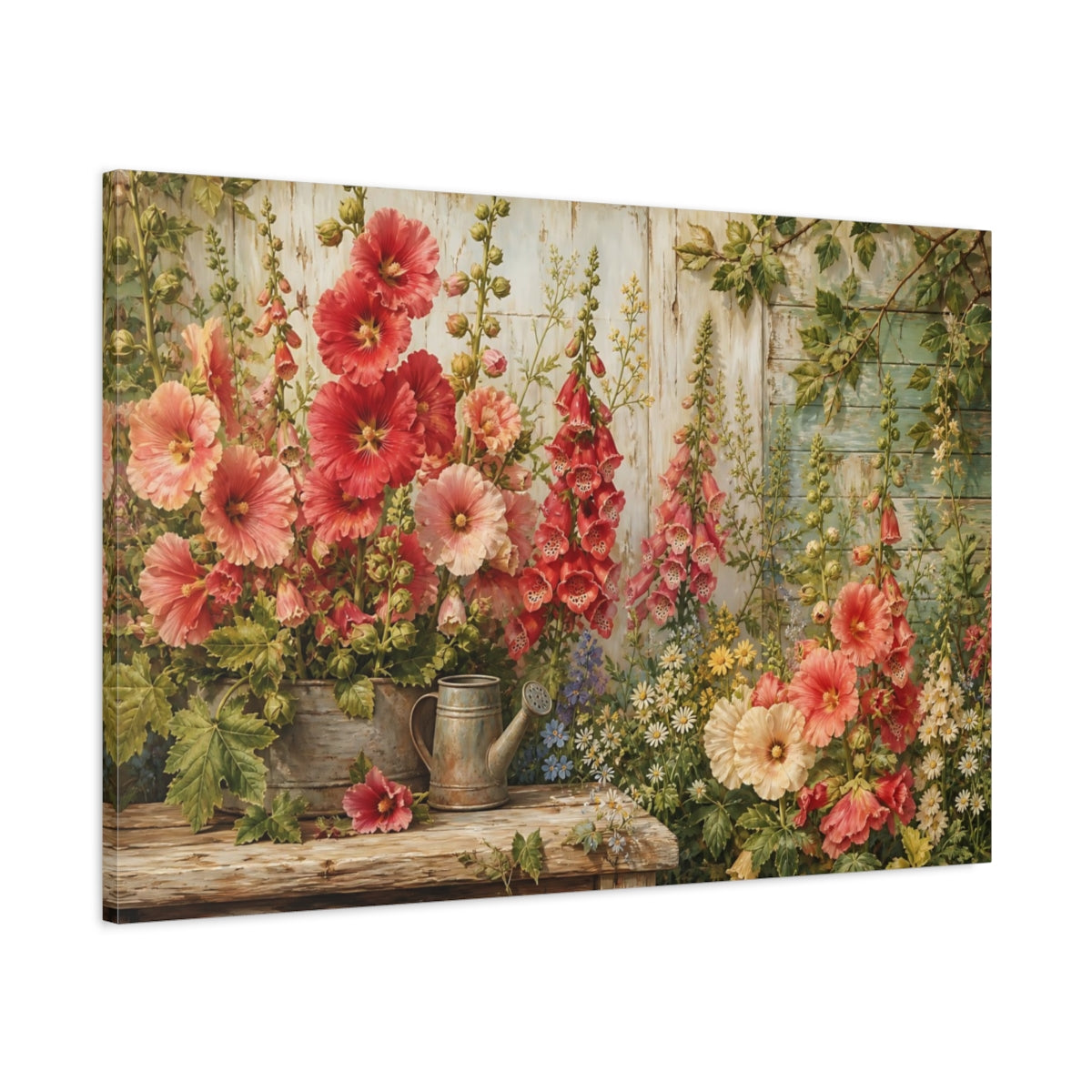 Main Mockup. Floral Garden Flowers Vibrant Garden Floral shown as stretched canvas wall art