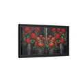 Side Mockup 8. Floral Geraniums Red Geraniums shown as stretched canvas wall art
