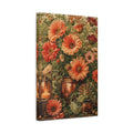 Side Mockup 4. Floral Gerbera Daisies Orange And Green shown as stretched canvas wall art