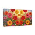 Side Mockup 3. Floral Gerbera Daisies Vibrant Floral shown as stretched canvas wall art