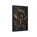 Side Mockup 6. Floral Gold Leaves Black And Gold shown as stretched canvas wall art
