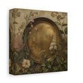 Side Mockup 2. Floral Gold Plate Gold Floral Plate shown as stretched canvas wall art