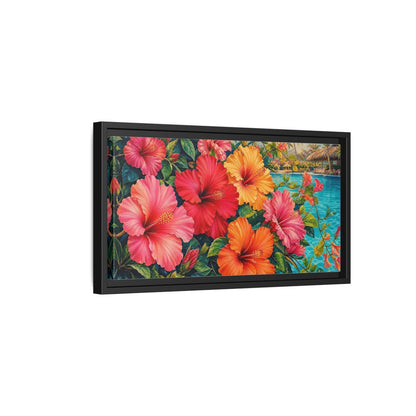Side Mockup 8. Floral Hibiscus Flowers Colorful Hibiscus shown as stretched canvas wall art