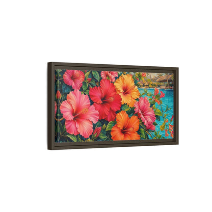 Side Mockup 7. Floral Hibiscus Flowers Colorful Hibiscus shown as stretched canvas wall art