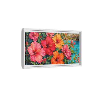 Side Mockup 6. Floral Hibiscus Flowers Colorful Hibiscus shown as stretched canvas wall art