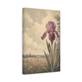 Side Mockup 4. Floral Iris Flower Purple Floral shown as stretched canvas wall art