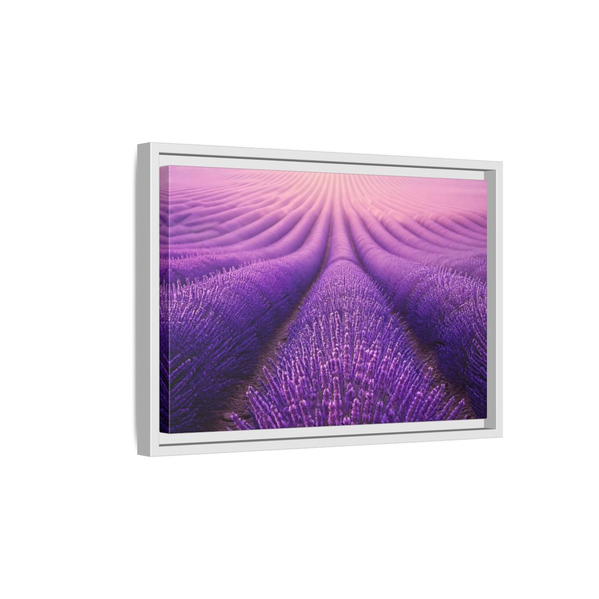 Side Mockup 4. Floral Lavender Field Purple Lavender shown as stretched canvas wall art
