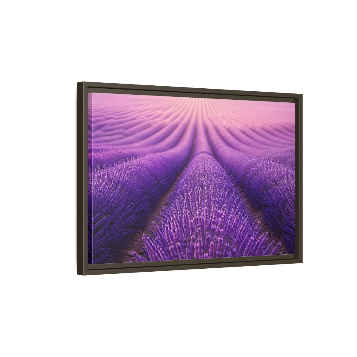 Side Mockup 2. Floral Lavender Field Purple Lavender shown as stretched canvas wall art