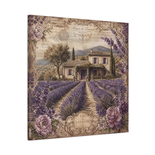 Main Mockup. Floral Lavender Field Purple Lavender shown as stretched canvas wall art