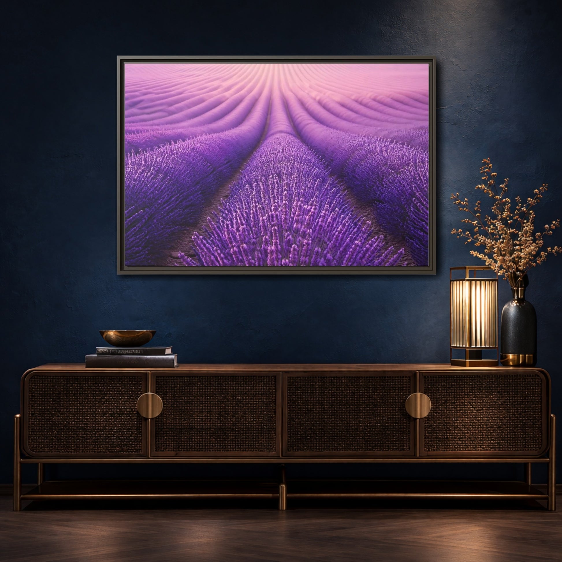 Mockup 4. Floral Lavender Field Purple Lavender shown as stretched canvas wall art