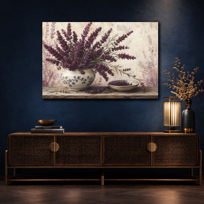 Mockup 4. Floral Lavender Purple Lavender shown as stretched canvas wall art