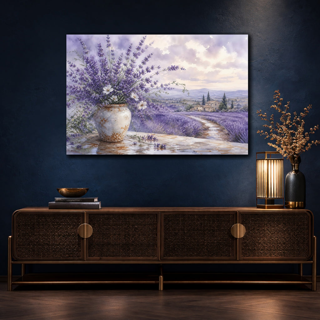 Mockup 4. Floral Lavender Purple Lavender shown as stretched canvas wall art