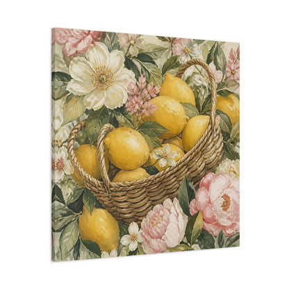 Main Mockup. Floral Lemon Basket shown as canvas print