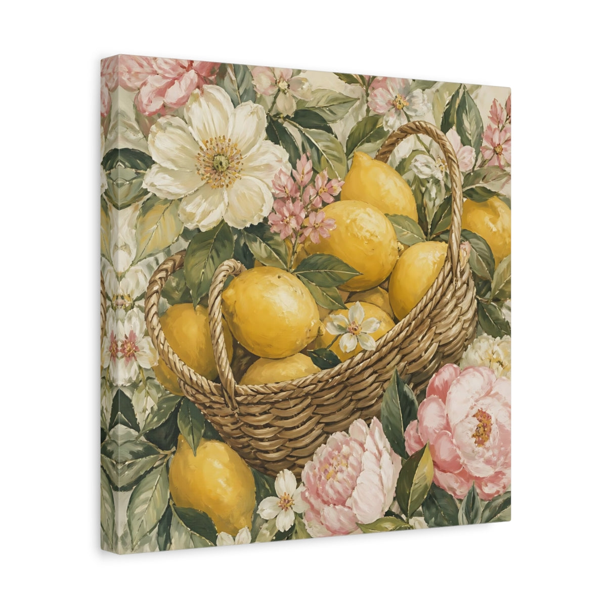 Side Mockup 7. Floral Lemon Basket shown as canvas print