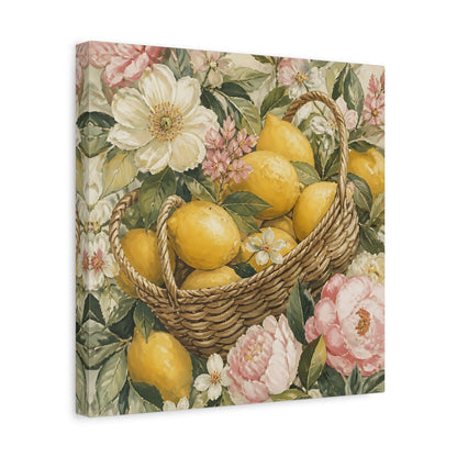 Side Mockup 7. Floral Lemon Basket shown as canvas print