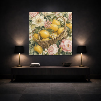 Mockup 3. Floral Lemon Basket shown as canvas print