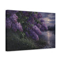 Side Mockup 4. Floral Lilac Flowers Purple Lilac shown as stretched canvas wall art