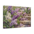 Side Mockup 4. Floral Lilacs Lilac Garden shown as stretched canvas wall art