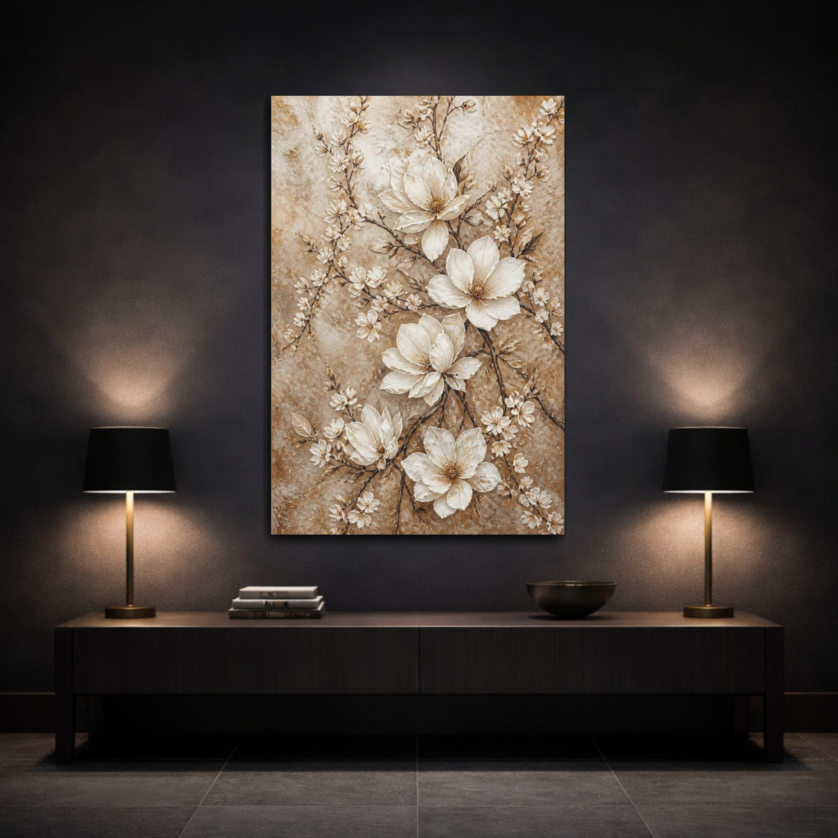 Mockup 3. Floral Magnolia Blossom shown as canvas print