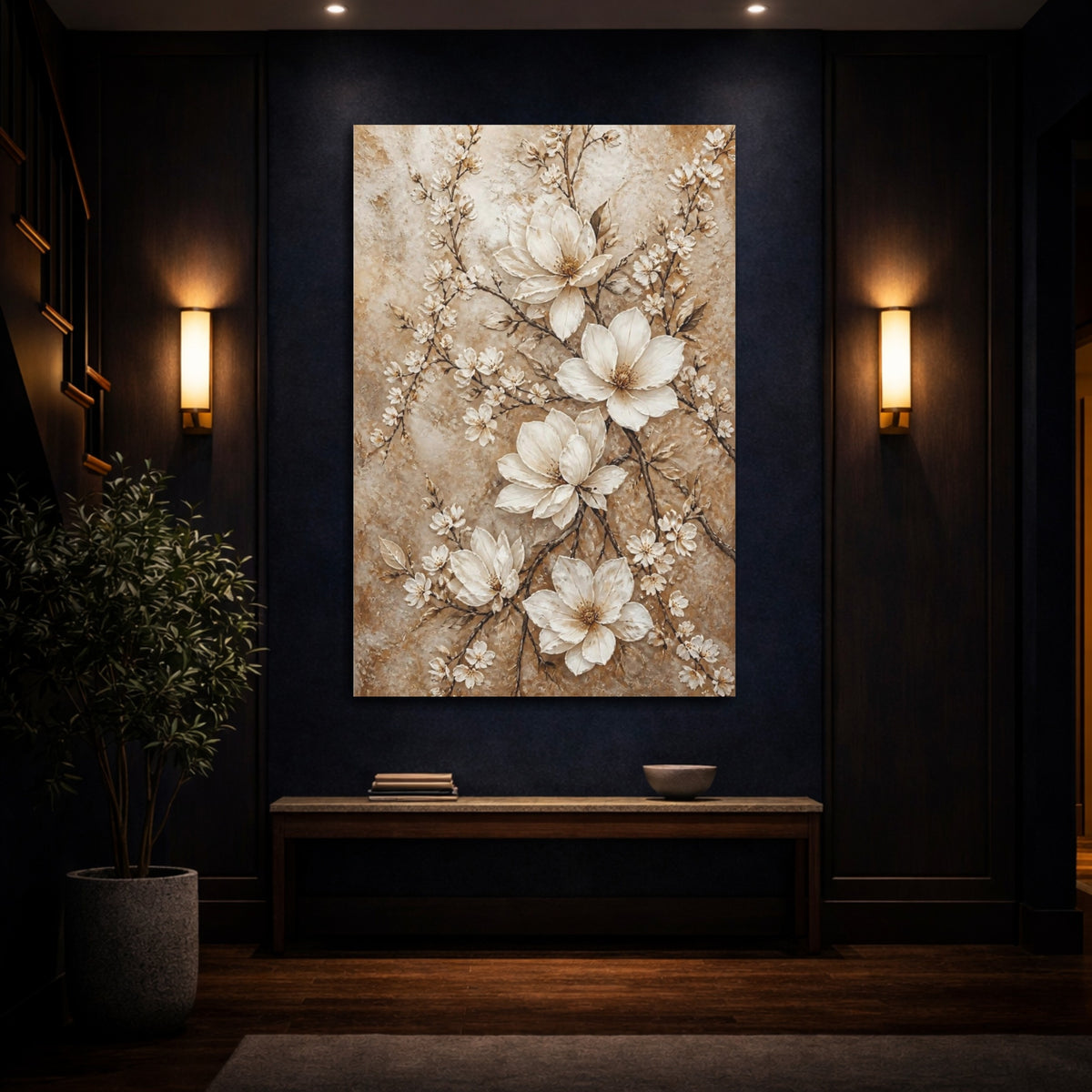 Mockup 4. Floral Magnolia Blossom shown as canvas print
