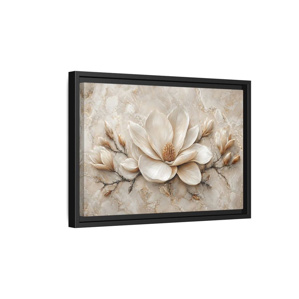 Side Mockup 6. Floral Magnolia Flower Cream Magnolia shown as stretched canvas wall art