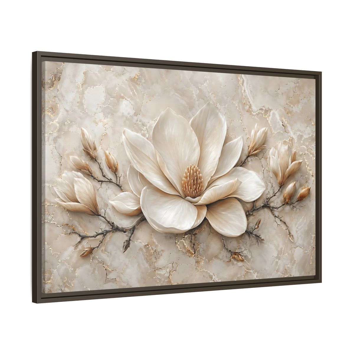 Main Mockup. Floral Magnolia Flower Cream Magnolia shown as stretched canvas wall art