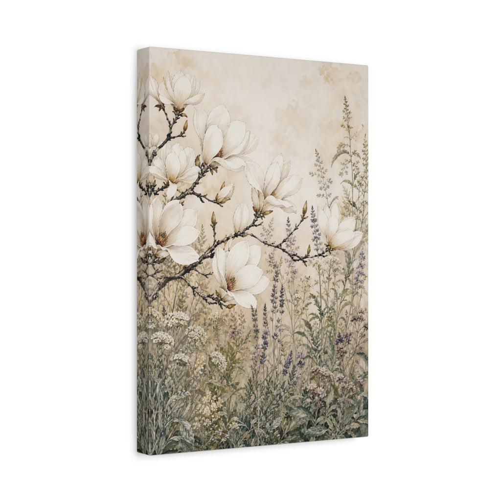 Side Mockup 4. Floral Magnolia Flowers Magnolia Floral shown as stretched canvas wall art