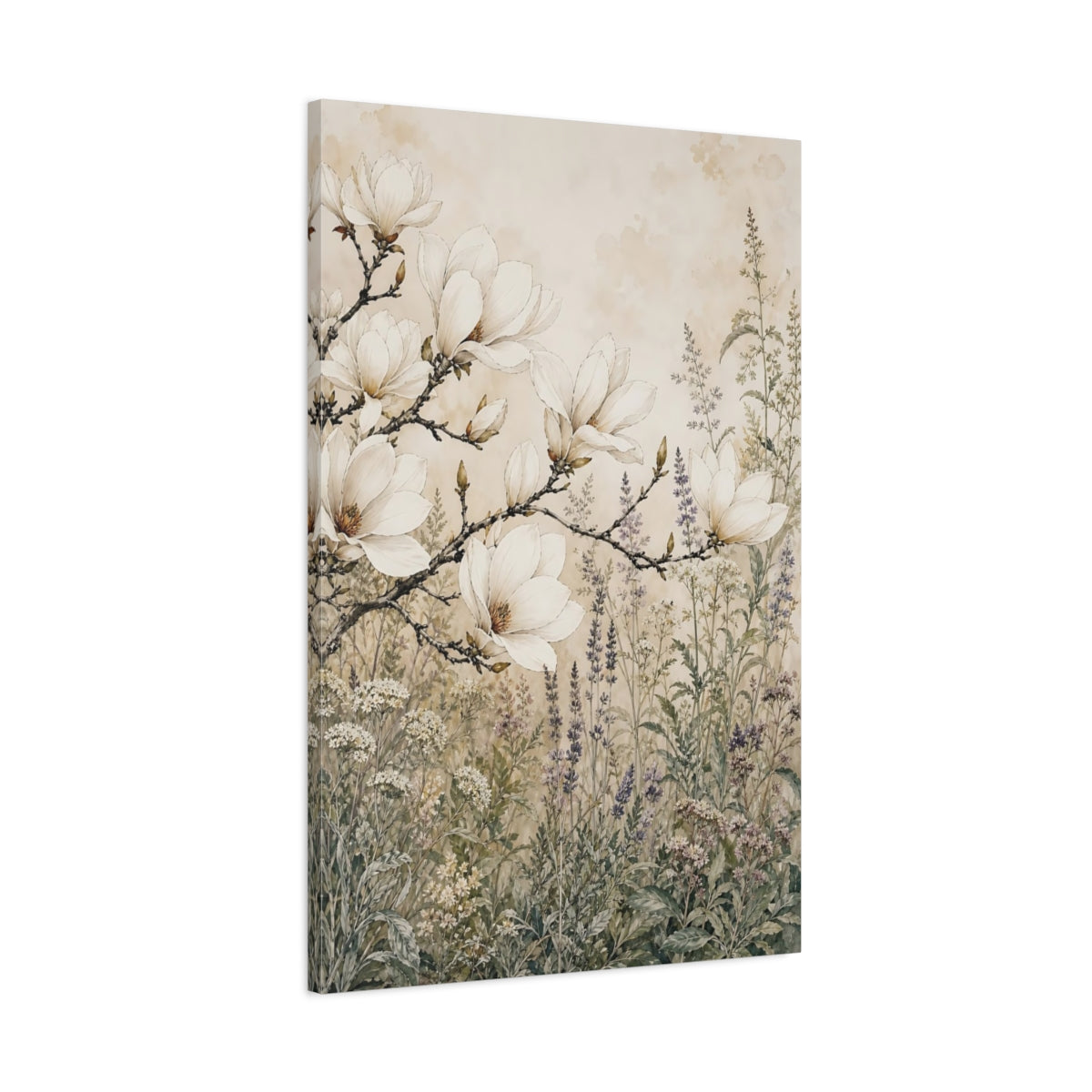 Main Mockup. Floral Magnolia Flowers Magnolia Floral shown as stretched canvas wall art