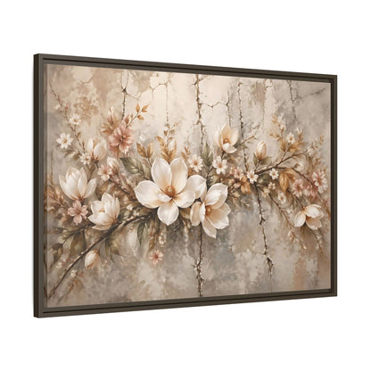 Main Mockup. Floral Magnolia Flowers Muted Floral shown as stretched canvas wall art