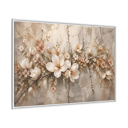 Side Mockup 7. Floral Magnolia Flowers Muted Floral shown as stretched canvas wall art