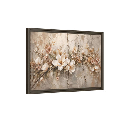 Side Mockup 2. Floral Magnolia Flowers Muted Floral shown as stretched canvas wall art