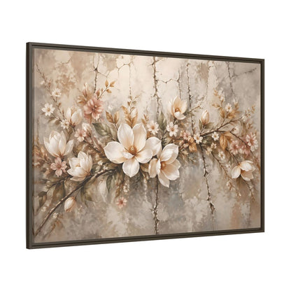 Side Mockup 8. Floral Magnolia Flowers Muted Floral shown as stretched canvas wall art