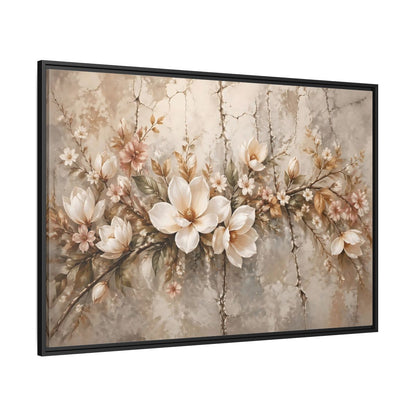 Side Mockup 12. Floral Magnolia Flowers Muted Floral shown as stretched canvas wall art
