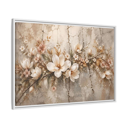 Side Mockup 9. Floral Magnolia Flowers Muted Floral shown as stretched canvas wall art