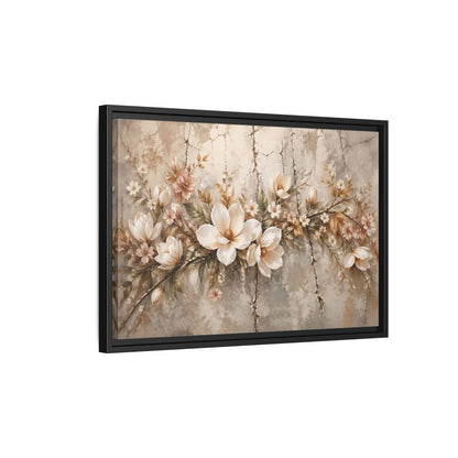 Side Mockup 3. Floral Magnolia Flowers Muted Floral shown as stretched canvas wall art