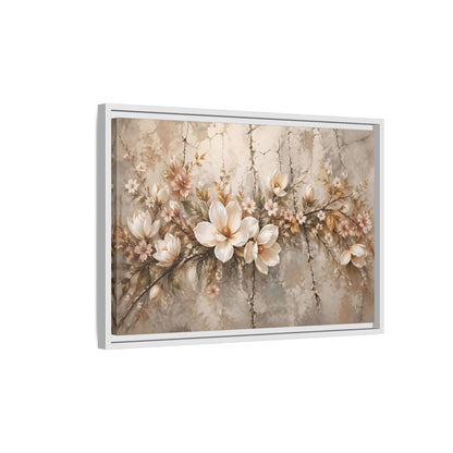 Side Mockup 1. Floral Magnolia Flowers Muted Floral shown as stretched canvas wall art