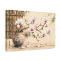 Side Mockup 4. Floral Magnolia Flowers Pink Magnolia shown as stretched canvas wall art
