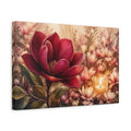 Side Mockup 4. Floral Magnolia Red Pink Floral shown as stretched canvas wall art