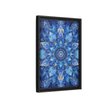 Side Mockup 6. Floral Floral Mandala Blue Floral Mandala shown as stretched canvas wall art