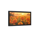 Side Mockup 8. Floral Marigold Flowers Golden Orange Field shown as stretched canvas wall art