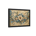 Side Mockup 6. Floral Floral Mosaic Blue And Gold Mosaic shown as stretched canvas wall art