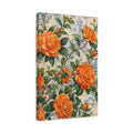 Side Mockup 4. Floral Orange Camellias Orange Floral Tile shown as stretched canvas wall art