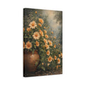 Side Mockup 4. Floral Orange Daisies Orange Daisy Art shown as stretched canvas wall art