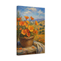 Side Mockup 4. Floral Orange Poppies Orange Poppies shown as stretched canvas wall art