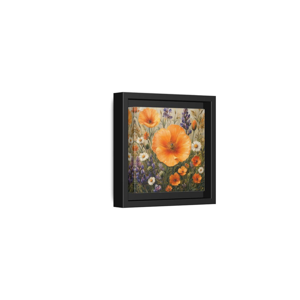 Side Mockup 24. Floral Orange Poppies Orange Floral Field shown as stretched canvas wall art