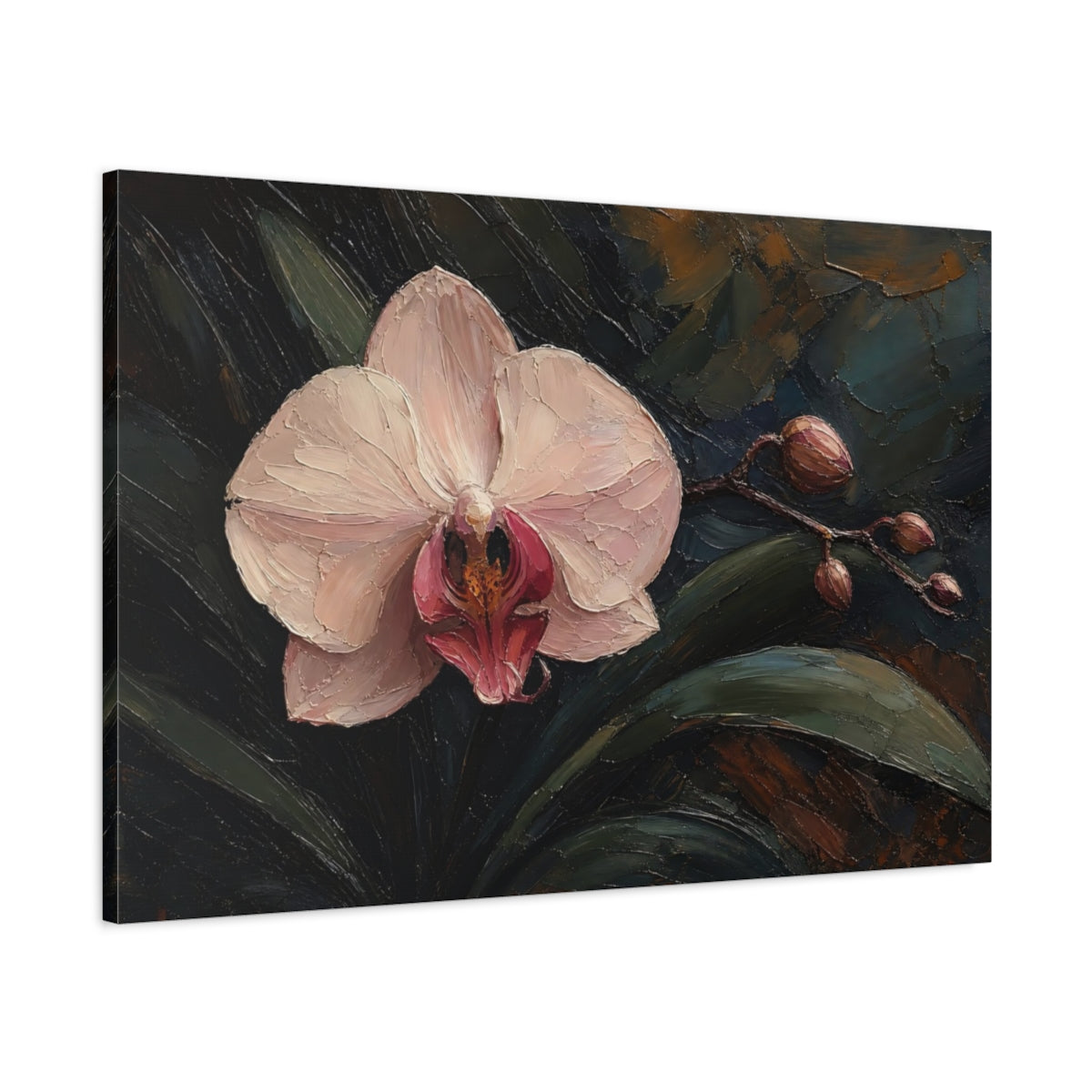 Main Mockup. Floral Orchid Pink Orchid shown as stretched canvas wall art