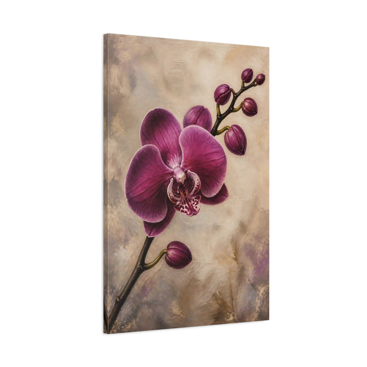 Main Mockup. Floral Orchid Purple Orchid shown as stretched canvas wall art