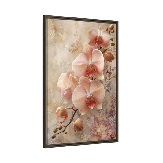 Main Mockup. Floral Orchids Blush Beige Orchids shown as stretched canvas wall art