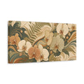 Side Mockup 3. Floral Orchids Brown And Green Floral shown as stretched canvas wall art
