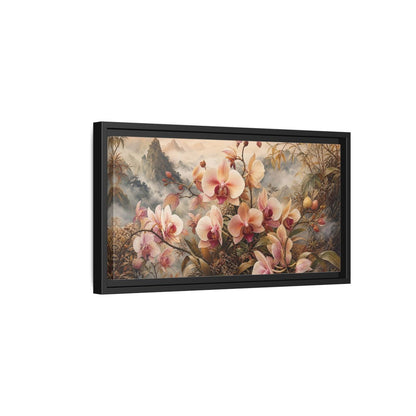 Side Mockup 8. Floral Orchids Pink Orchid shown as stretched canvas wall art